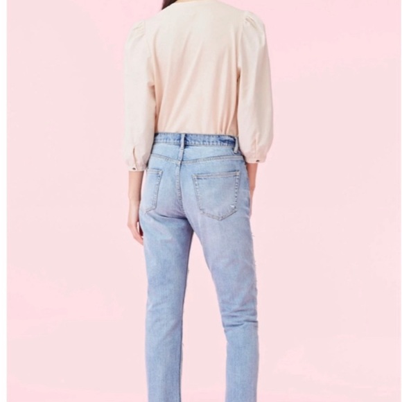 Rebecca Taylor La Vie Poplin Sleeve Jersey Tee in Ballet Pink XS - Picture 2 of 7